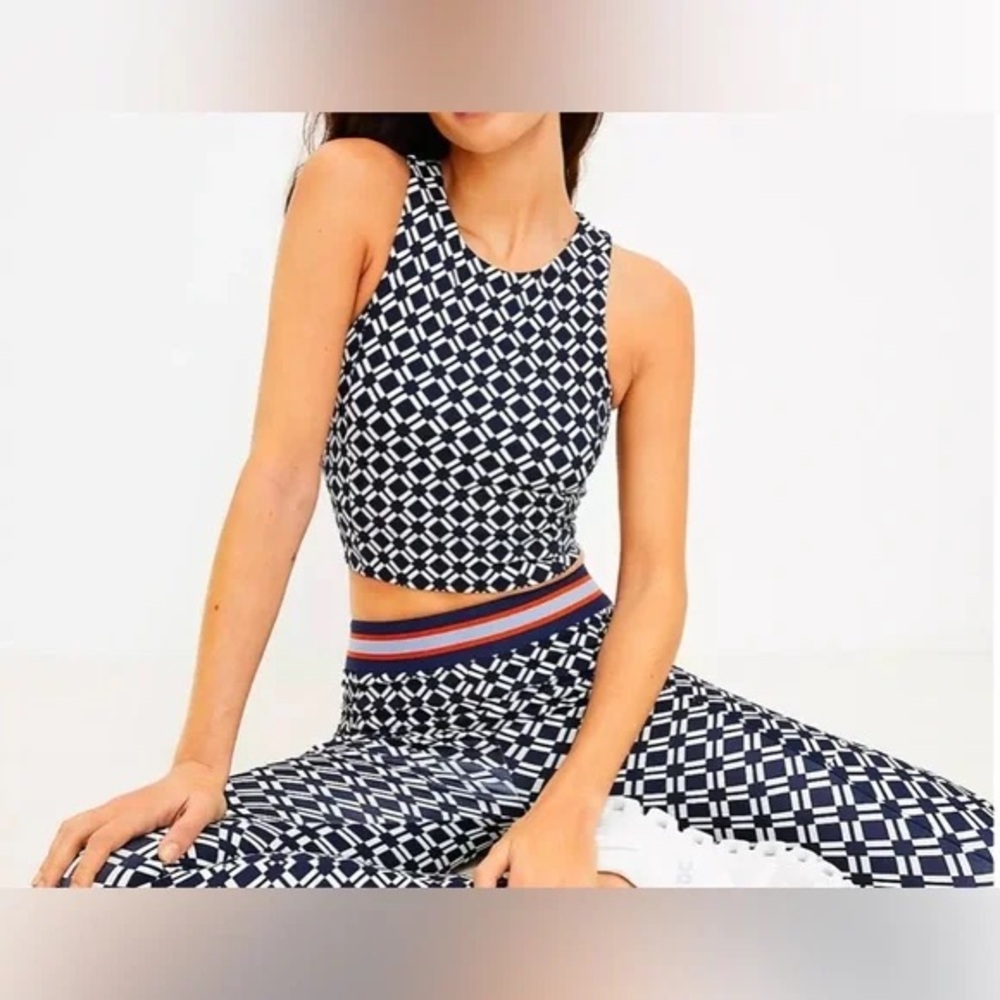 LOFT Lou & Grey Geo Luvstretch Racerback Bralette blue white geometric medium